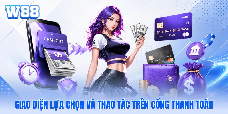 Giao diện lựa chọn và thao tác trên cổng thanh toán Giao diện lựa chọn và thao tác trên cổng thanh toán